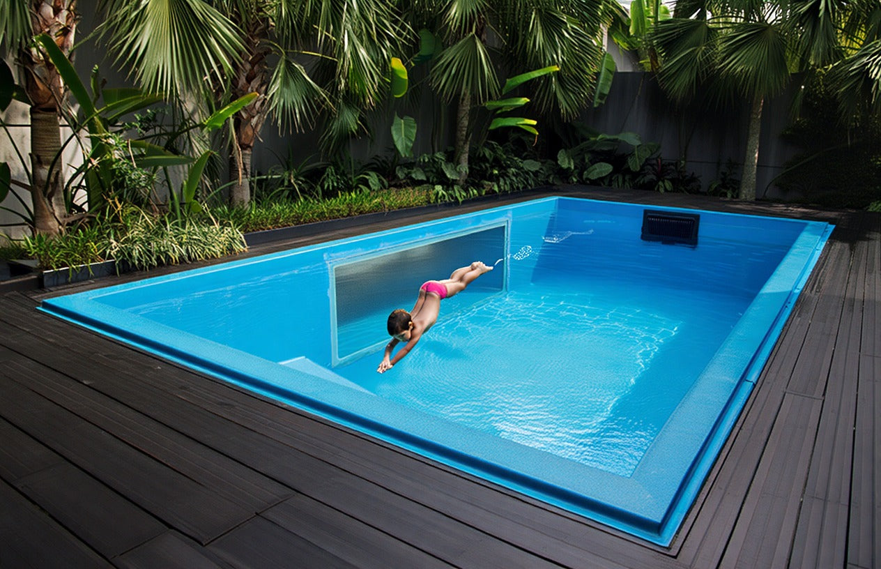 בריכת פיבר 5.50 × 2.50 גובה לבחירה בהתאמה אישית